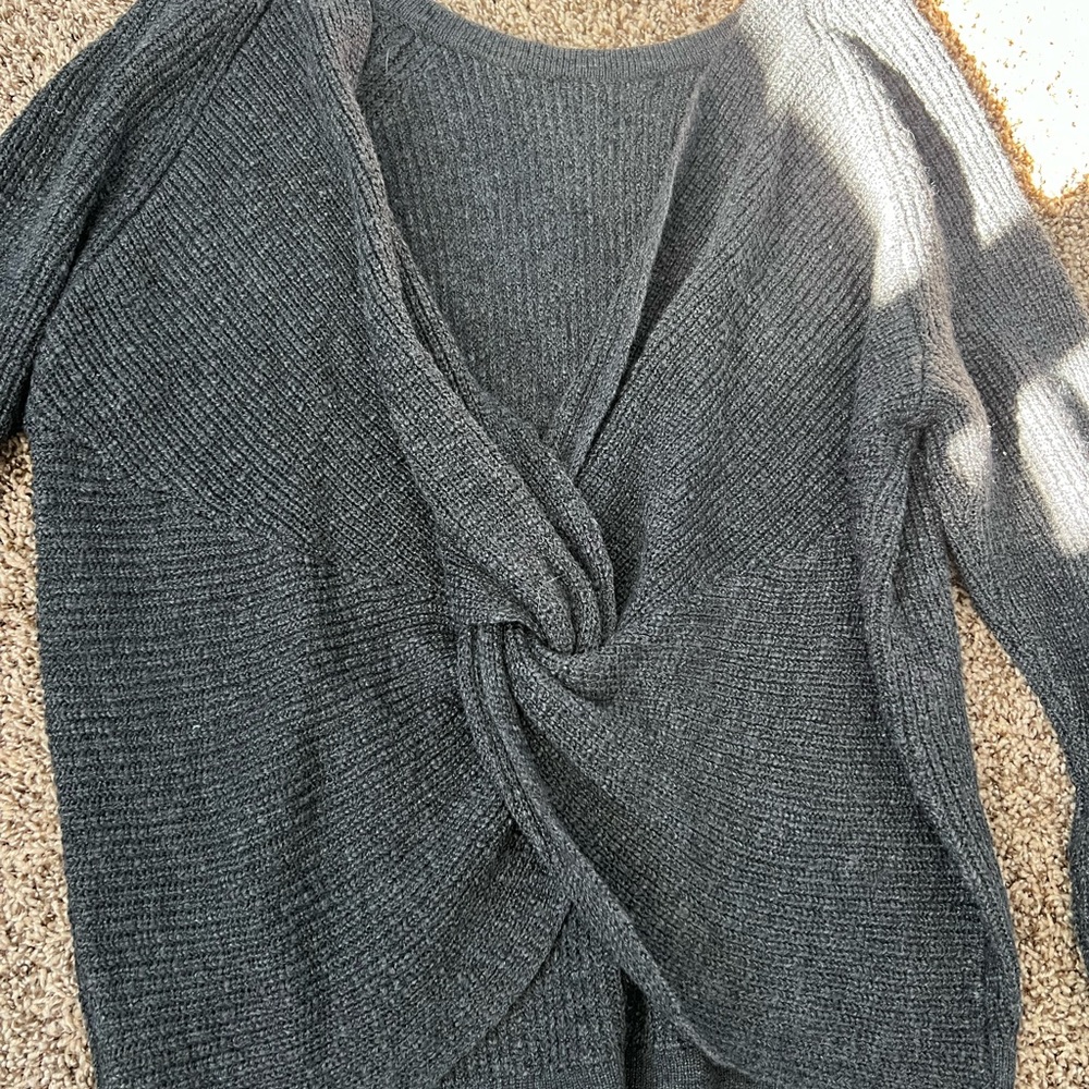 Aerie Dark Grey Knotted Sweater